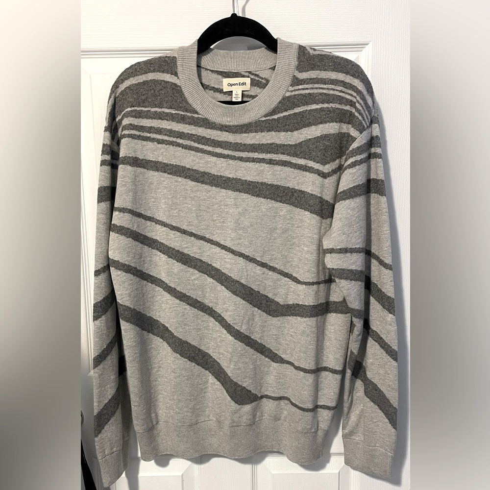 OPEN EDIT Men’s Stripe Crewneck Sweater Size L